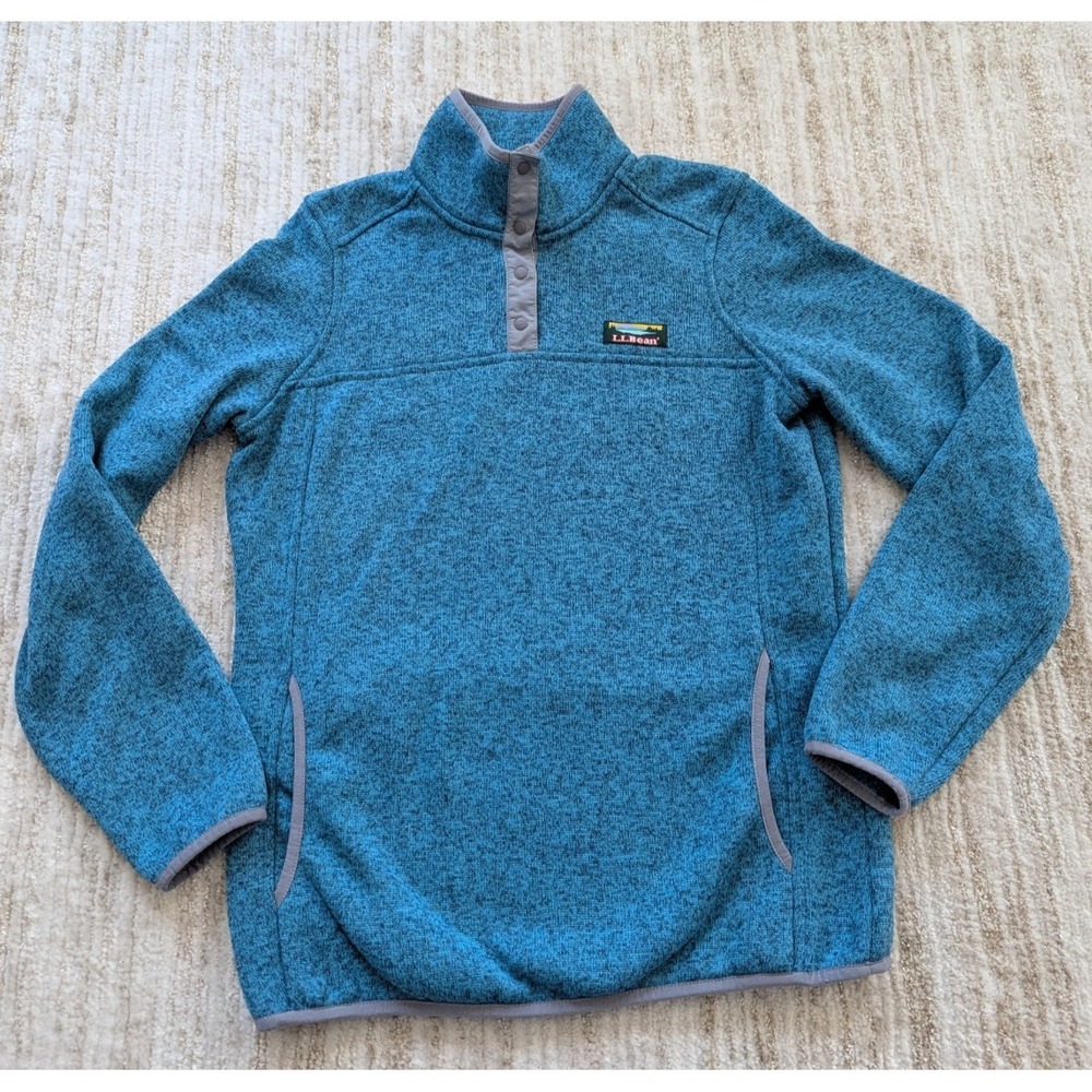 LL Bean Pullover Fleece Sweater Womens Sz XS Reg Blue 1/4 Snap Outdoor 292726